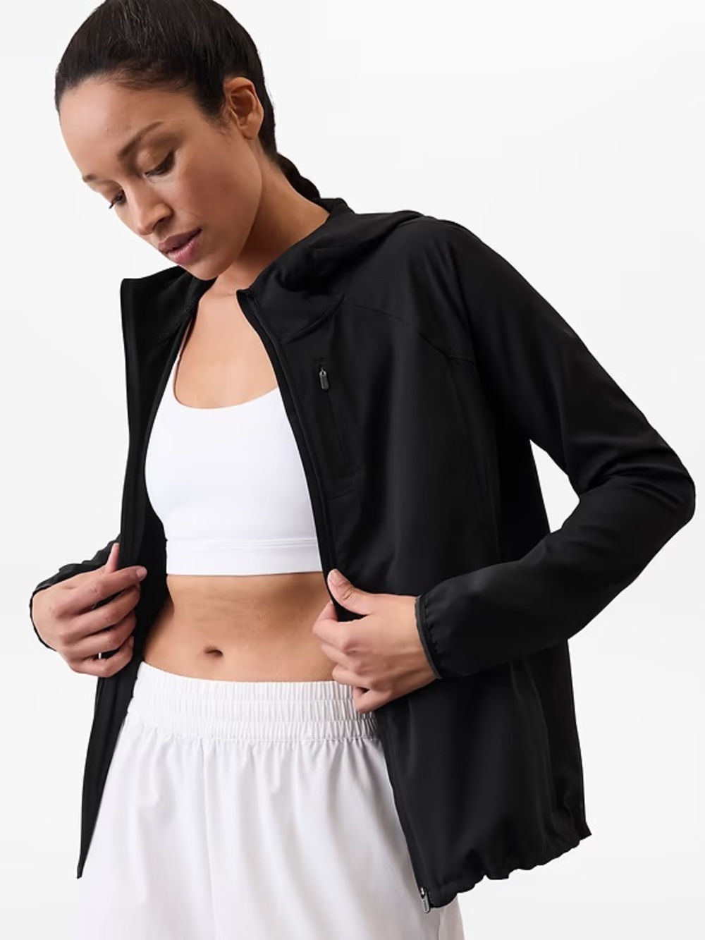 Athleta Black “Dash”Utility Hooded Jacket